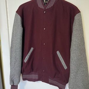 Vintage Wool Varsity Jacket NWT Deadstock Burgundy/Gray Holloway